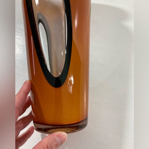 Rare Murano Cased Art Glass Vase Finestre Hand Blown MCM Two Tone - Picture 9 of 10